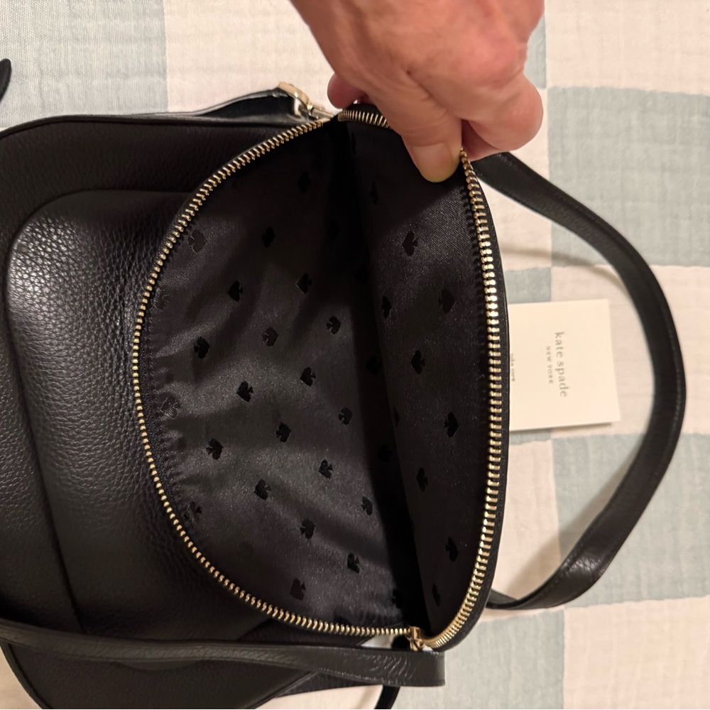 kate spade Leila Black Pebbled Leather Double Flap Crossbody - Picture 9 of 10